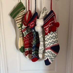 Festive Knit Holiday Stockings Set (5)